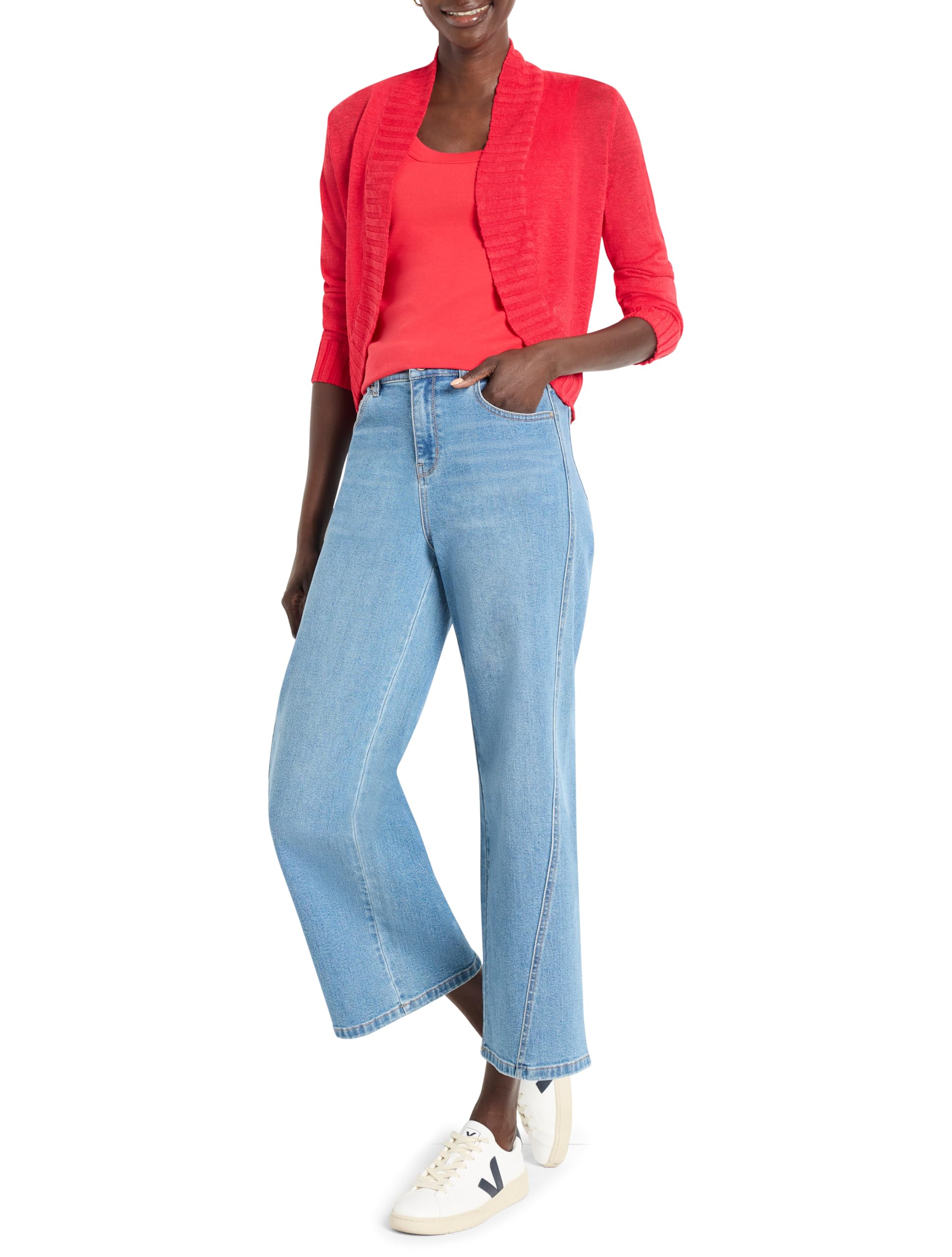 NIC+ZOE Women’s Bolero Cardigan, Haute RED