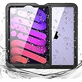 Miimall Case for iPad mini 7 A17 Pro, iPad mini 6th/7th Gen 2021/2024 8.3-Inch, Lanyard&Stand, Shockproof/Dustproof/Waterproof Shell Full Body Protective Cover for Kids iPad mini 6/7(Black&Clear)