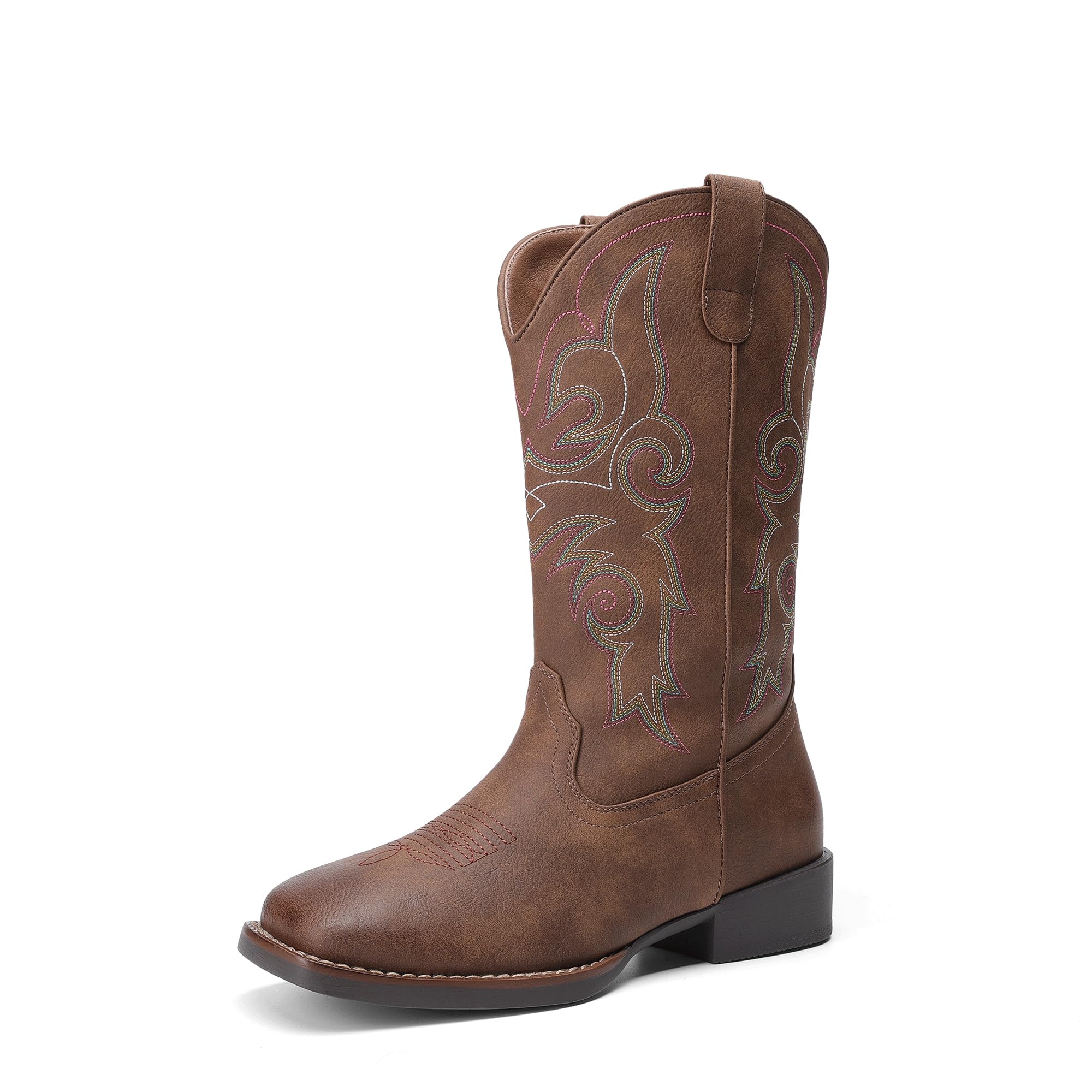 Photo 1 of DREAM PAIRS Women's Cowboy Cowgirl Boots Embroidered Square Toe Mid Calf Western Boots Fashion Dress Chunky Low Heel Shoes for Theme Party Country Concert,Size 7.5,Dark Brown,DWUMMB2516