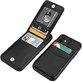 KIHUWEY Compatible with iPhone 11 Case Wallet with Credit Card Holder, Premium Leather Magnetic Clasp Kickstand Heavy Duty Protective Cover for iPhone 11 6.1 Inch(Black)
