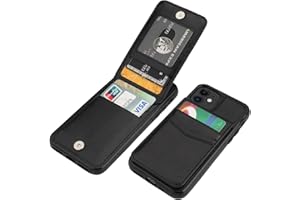 KIHUWEY iPhone 11 Case Wallet with Credit Card Holder, Premium Leather Magnetic Clasp Kickstand Heavy Duty Protective Cover for 11 6.1 Inch(Black)
