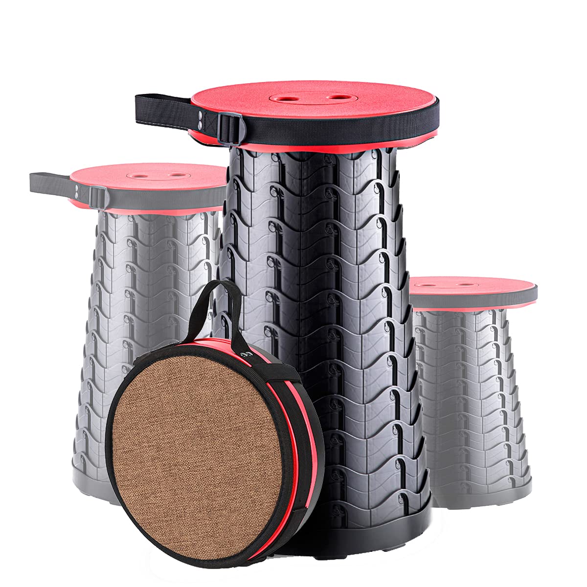 Yexati Foldable Stool, Collapsible Stool with Soft Cushion, Portable Camping Stool for adults, Heavy Duty 400LB Telescopic Stool, Compact Folding Seat for Camping, Fishing, Hiking Outdoor