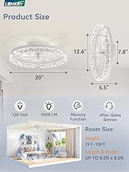 LEDIARY 20 Inch Low Profile Ceiling Fans with
