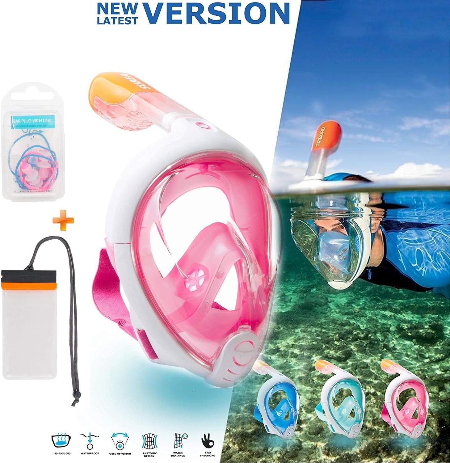 SUBEA TRIBORD EASYBREATH Full Face Snorkeling Mask (Latest Ver.)