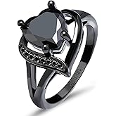 QOBEBOTA Engagement Rings for Women AAA+ Heart Cubic Zirconia Promise Rings for Her Birthstone Ring Womens Rings Black Gold Gothic Rings Promis Ring Wedding Rings Statement Rings for Women