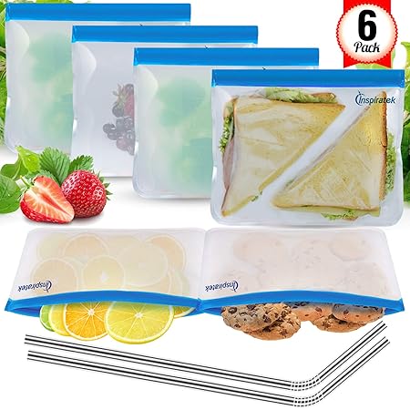 Bolsas de almacenamiento reutilizables (EXTRA THICK Set de 6) + ...