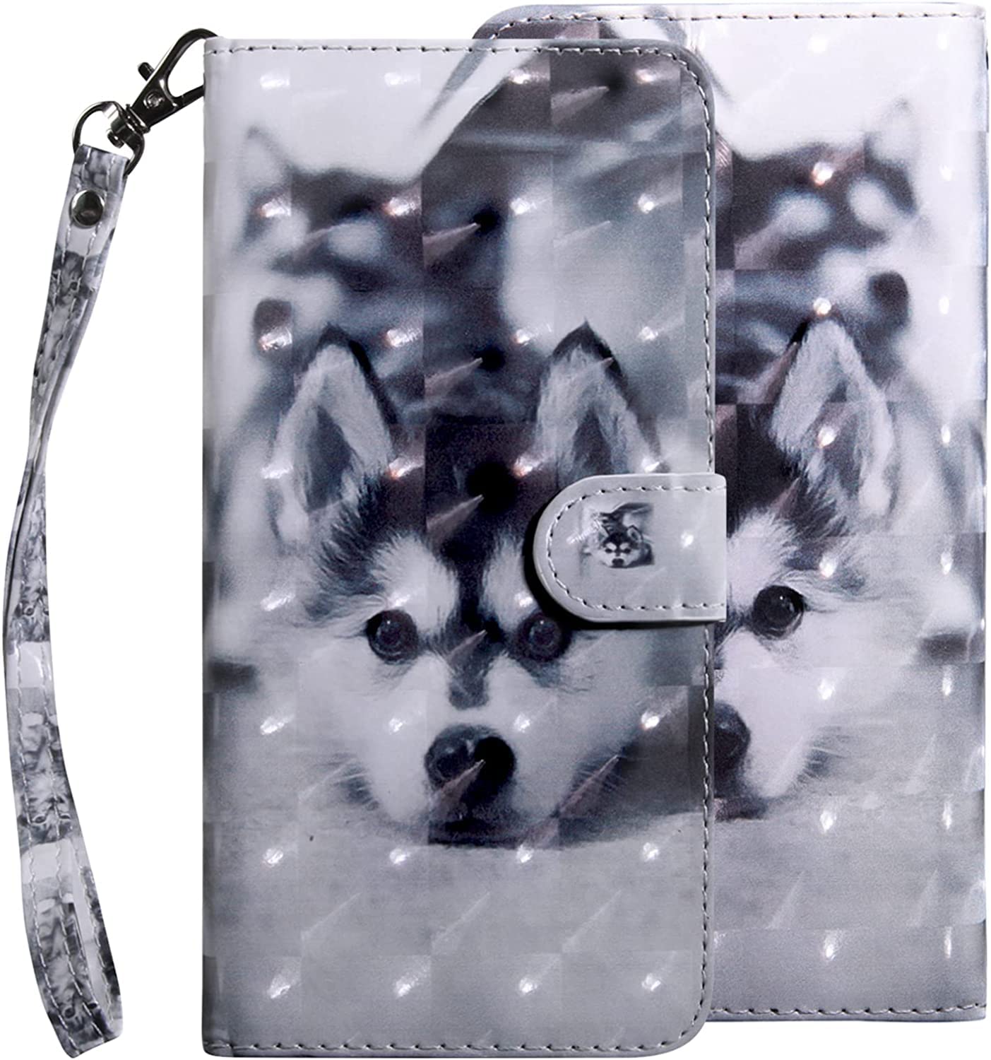 GLANDOTU Apple iPhone 11 6.1 inch Case Flip Wallet PU Leather Cover with Magnetic Button Standing Funstion Full-Body Protective Phone Cases - Husky