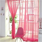 OHZI3Q Multicolor Sheer Curtain Bay Window Screening Solid Door Curtains Drape Panel Tulle for Living Room for Decoration(Color 1)
