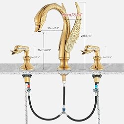 Vidugg Gold Swan Bathroom Sink Faucet 3 Holes