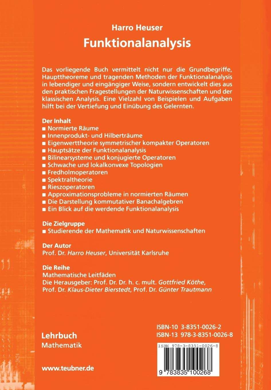Funktionalanalysis Theorie Und Anwendung Mathematische Leitfaden German Edition Amazon De Heuser Harro Bucher