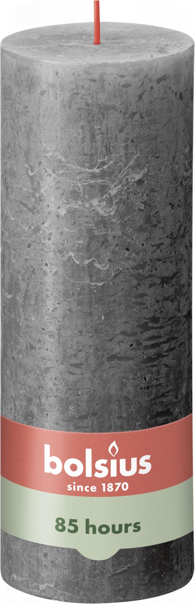 Bolsius Rustic Pillar Candle - Dark Grey - Pack of 4 - Long Burning Time of 85 Hours - Household Candle - Interior Decoration - Unscented - Natural Vegan Wax - No Palm Oil - 19 x 7 cm