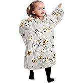 KFUBUO Wearable Blanket Hoodie for Kids Toddlers Sherpa Blanket Sweatshirt With Pocket Cute Hoodies 2-6 Year Old Girl Birthday Gifts Cat