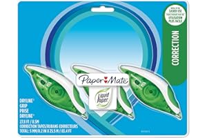 Paper Mate Liquid Paper DryLine Grip Correction Tapes, White Correction Tape 3 Count