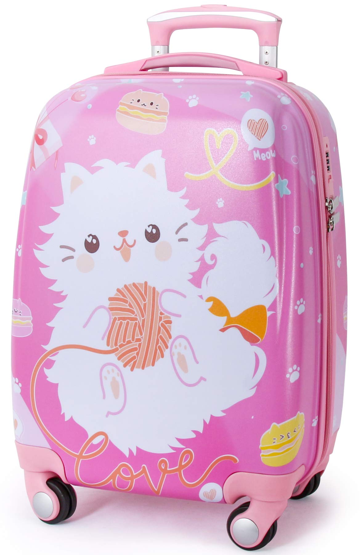 Kids Carry On Luggage Children Rolling Suitcase with 4 Wheels Hardshell Case for Toddler to Travel (w-cat)