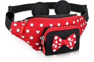 DKSYEE Cute Fanny Pack for Travel Best Fanny Pack Women Waist Pack Teen Girls Mini Mouse Belt Bag Cartoon Fanny Pack Hiking Bum Bags Outdoor Waist Bag with Mouse Ears Red