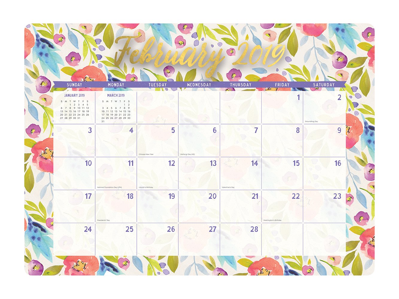 Desk Calendars Orange Circle Studio 2019 Decorative Desk Blotter ...