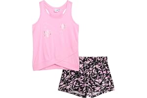 PUMA Girls' Active Shorts Set - 2 Piece Performance Tank Top and Gym Shorts - Cute Summer Athletic Outfit for Girls (S-L)