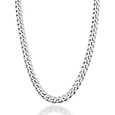 Miabella Solid 925 Sterling Silver Italian 5mm Diamond Cut Cuban Link Curb Chain Necklace for Women Men, Made in Italy