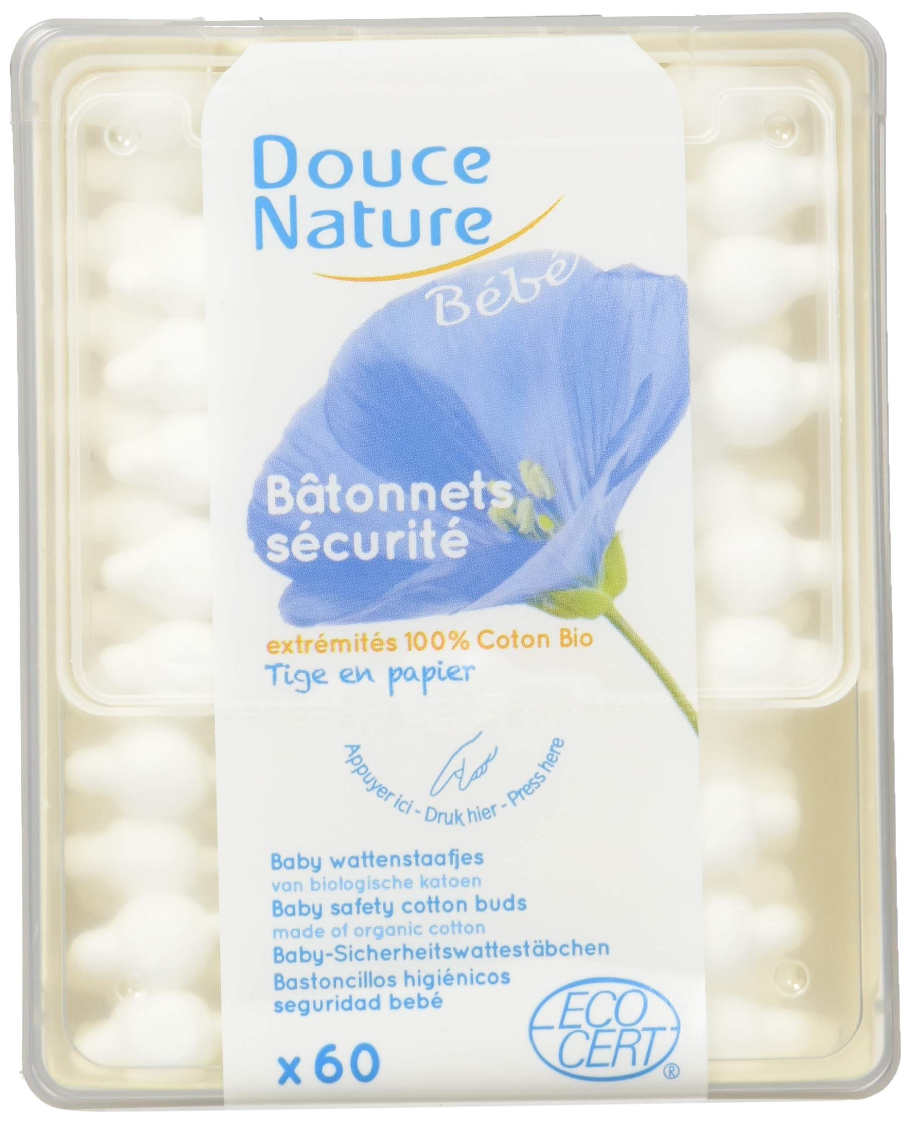 Douce Nature - PRI 5024 - Baby Hygiene - Safety Baby Cotton Buds - Organic fair Trade - 56 Buds