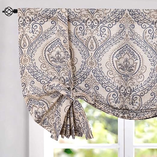 Amazon Com Jinchan Tie Up Shade Curtains For Living Room Damask