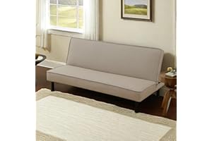 COMILING Convertible Folding Futon Sofa Bed - Modern Folding Futon Set, Convertible Sofa Bed with 3 Adjustable Backrest, 2 in 1 Folding Futon Sleeper Recliner for Living Room, Khaki