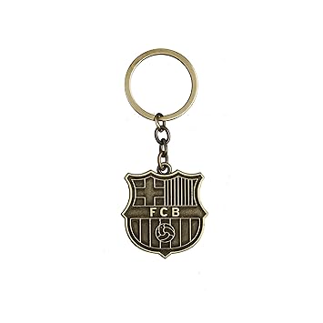 Techpro Metal Football Keychain with Singlesided Barcelona Design (Multicolour)