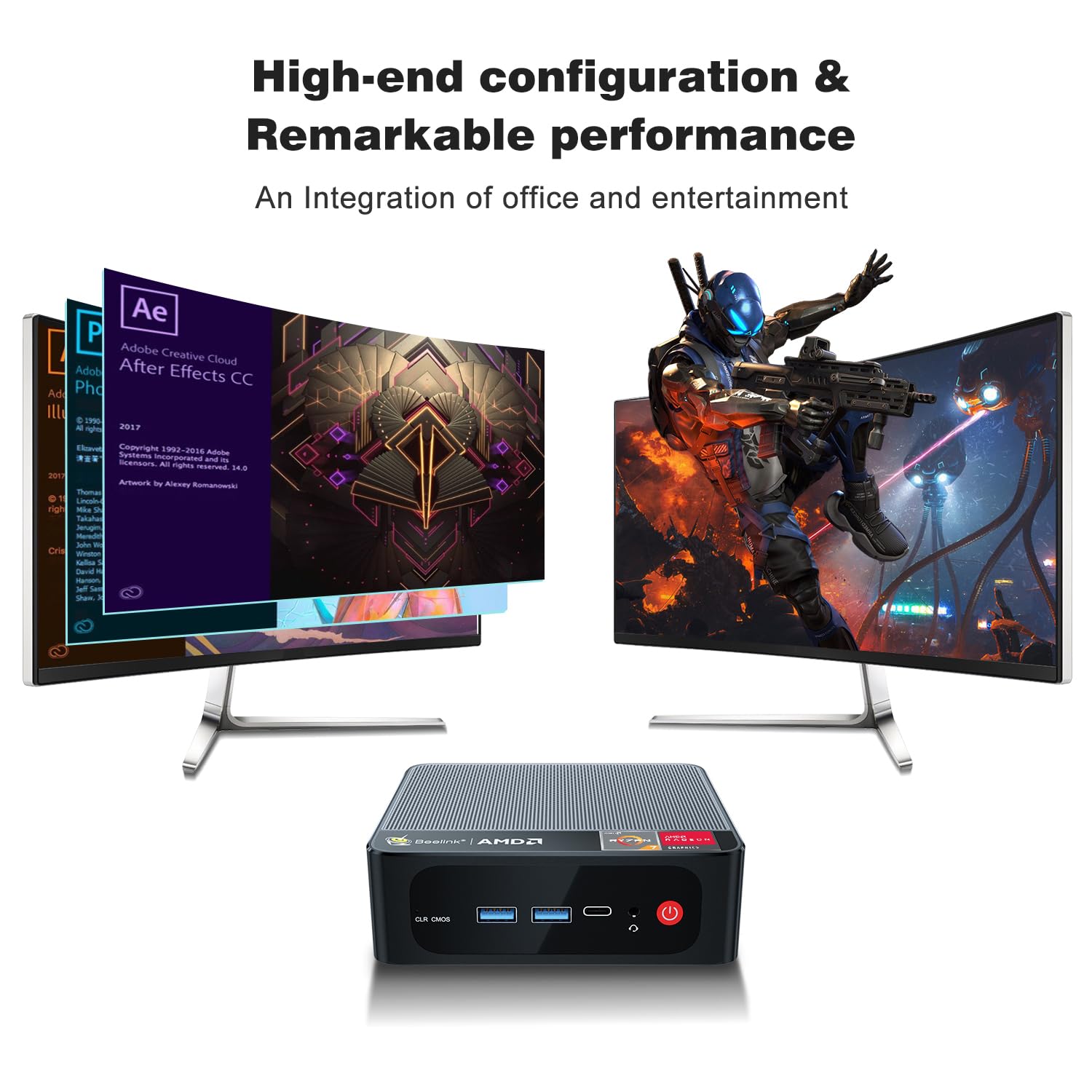 Beelink SER3 Mini PC, AMD Ryzen 7 3750H Processor,16GRAM/500GB M.2 NVME SSD Mini Computer,Gigabit Ethernet,4K@60hz Output, Mini Desktop Computer, Dual HDMI, WiFi 5,BT4.0, Support Auto Power On