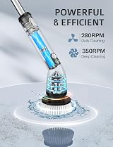 PureSwirlz Electric Cleaning Brush Long Handle 2 Speeds IPX7 LED Display 7 Heads view 2