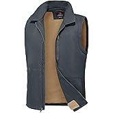 Rdruko Men's Winter Fleece Vest Outerwear Warm Sherpa Lined Cotton Full Zip Casual Work Vest