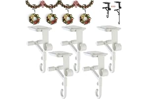 coeaoo Mantle Hangers, 2025 New Fireplace Garland and Stocking Hanger, Heavy Duty 2 in 1 Adjustable Christmas Stocking Hooks, No Drill Paeose Garland Holder for Home Holiday Decorations(5pcs White)