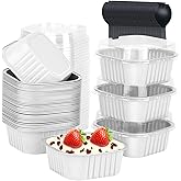 LNYZQUS 5oz Mini Cake Tins With Lids 40 Pack, Aluminum Foil Muffin Pans Cupcake Cups,Small Disposable Ramekins Brownie Baking Pans Cupcake Containers Holders For Wedding Party-White