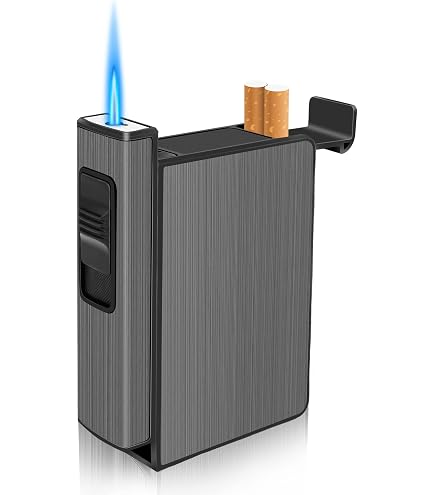 cigarette dispenser with lighter Amazon.com: Malisseladi Cigarette Case with Built-in Lighter Windproof  Refillable Butane Jet Torch Lighter Automatic Ejection Cigarette Case  Dispenser Box Holder (Black) : Health & Household