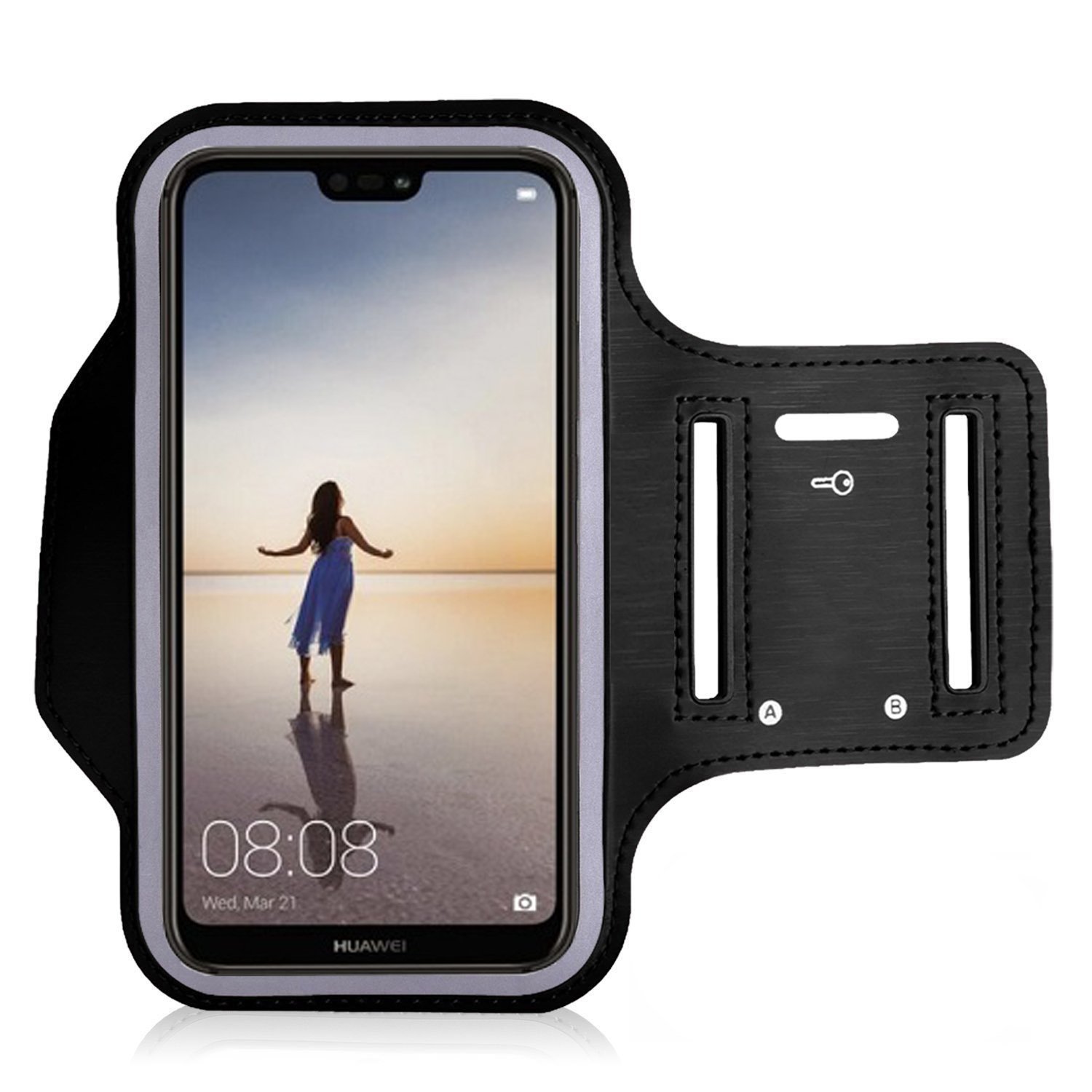 KP TECHNOLOGY Armband Compatible for Huawei P20 Lite P30 Lite P40 Lite - for Running, Biking, Hiking, Canoeing, Walking, Horseback Riding and other Sports (BLACK)