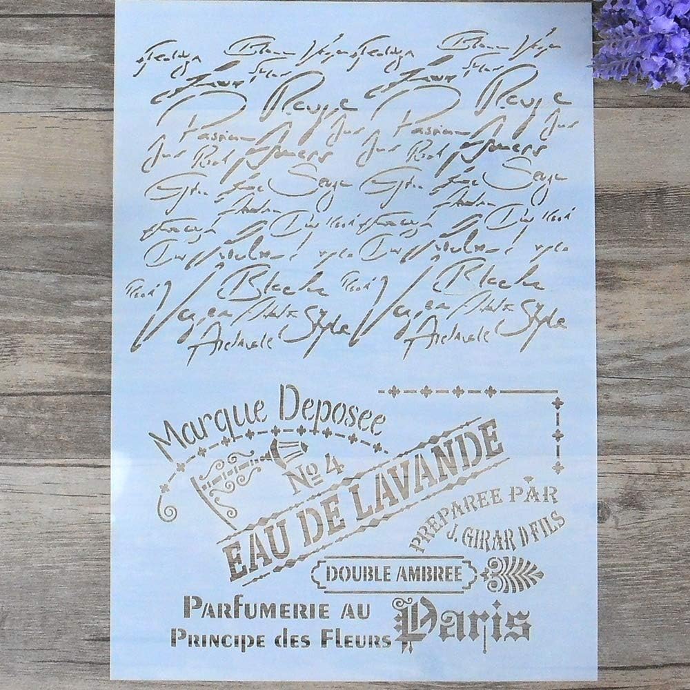 DIY Decorative French Script Stencil Template for Painting