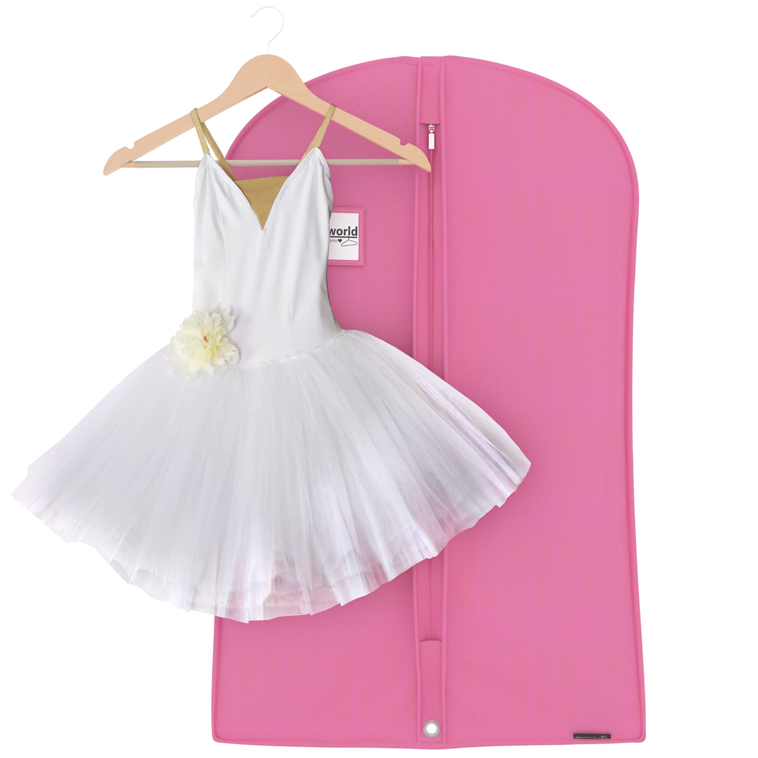Hangerworld 38 Inch Pink Breathable Girls Dress Garment Clothes Cover Zipped Bag for Dance Wear