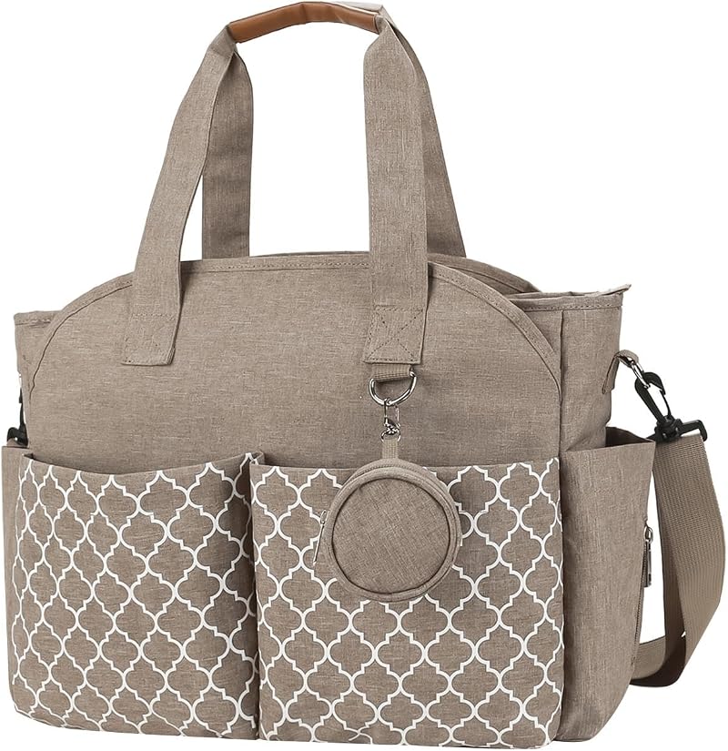 Perfeclan Khaki Multifunction Nursing Tote Bag Large Diaper Organizer Baby Care