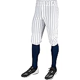 CHAMPRO Classic Youth Triple Crown Pinstripe Polyester Baseball Knicker, White, Navy, X-Small
