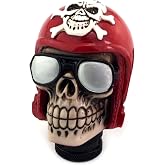 Thruifo Skull Handle Shifter Knob, Pilot Skeleton Style MT Car Gear Stick Shift Head Fit Most Manual Automatic Transmissions, Red