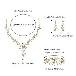 BriLove Women's Wedding Jewelry Set Leaf Cluster