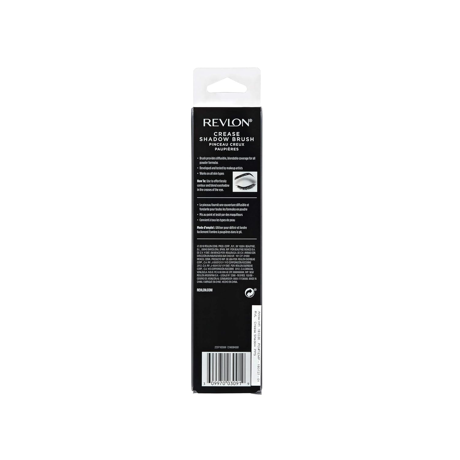 Revlon Crease Shadow Brush, Tapered Eyeshadow Makeup Brush for Blending, Vegan and Antibacterial Coated: Beauty