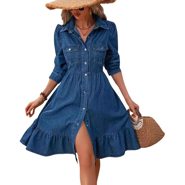 Chaps Women's Lace-Up Long Sleeve Denim Shirtdress in Medium Blue (PL) at  Amazon Women's Clothing store