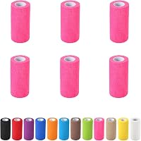 6 Roll Athletic Tape Bulk Pack - 4 Inch X 5 Yard Self-Adherent Wrap, Stretch Bandage For Sports (Assorted Colors