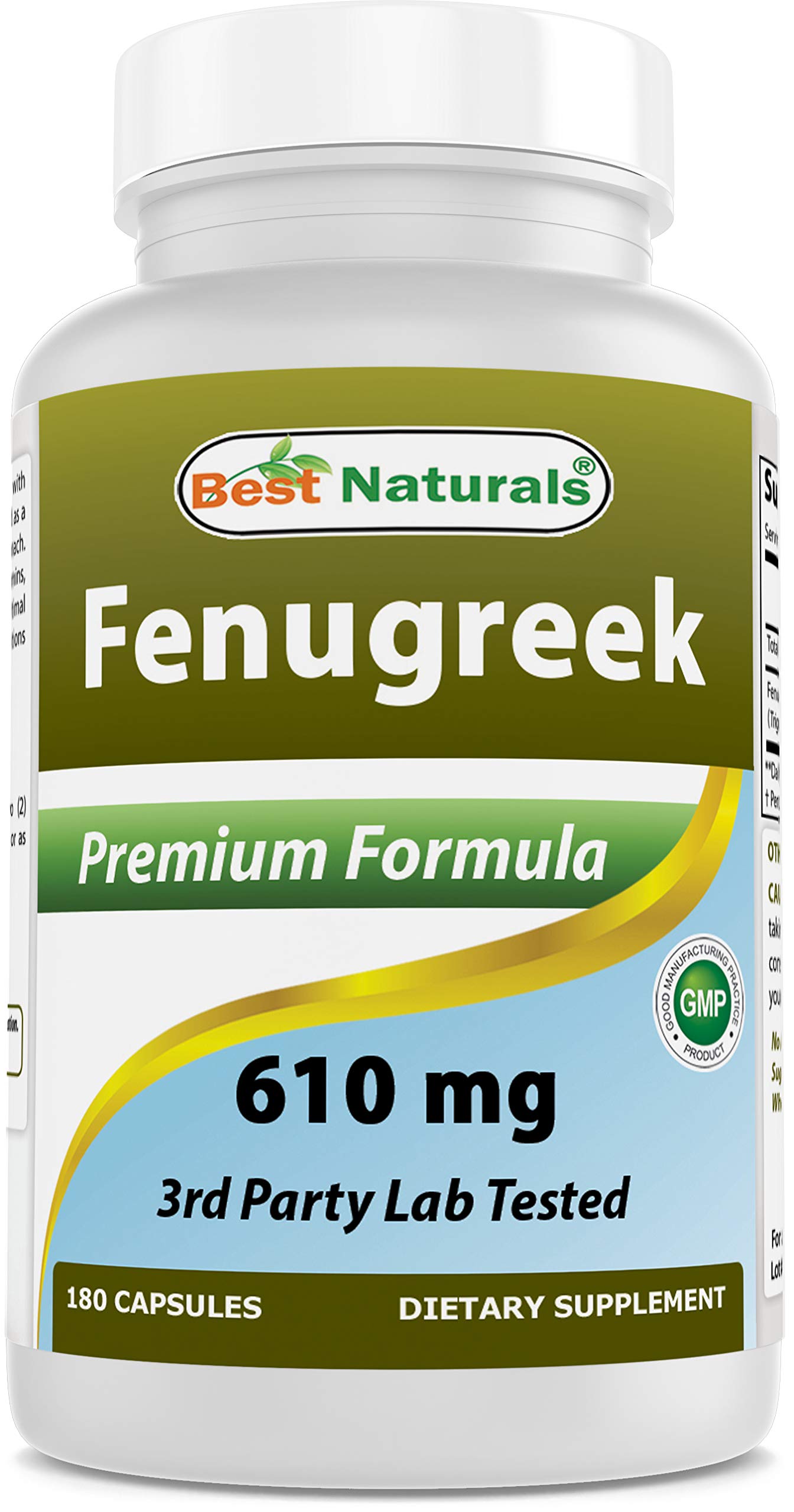 Best Naturals Fenugreek 610 mg 180 Capsules (180 Count (Pack of 1))