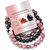 Vinswet Healing Crystal Bracelets for Women Men 8mm Tiger Eye Hematite Black Obsidian Natural Stone Beaded Stretch Bracelet Triple Protection Handmade Gemstone Reiki Spiritual Jewelry Gifts
