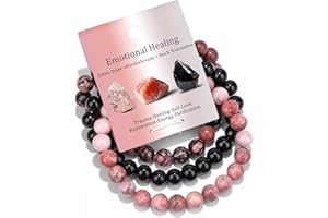 Vinswet Healing Crystal Bracelets for Women Men 8mm Tiger Eye Hematite Black Obsidian Natural Stone Beaded Stretch Bracelet Triple Protection Handmade Gemstone Reiki Spiritual Jewelry Gifts