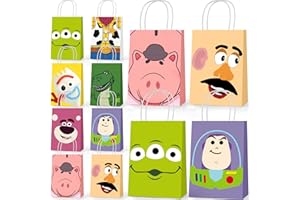 MATCONLY 24PCS Toy Inspired Story Party Gift Bags for Birthday Party Supplies, 8 Designs Double Sided Party Favor Goodie Candy Treat Bags for Kids Boys Girls Party Decorations