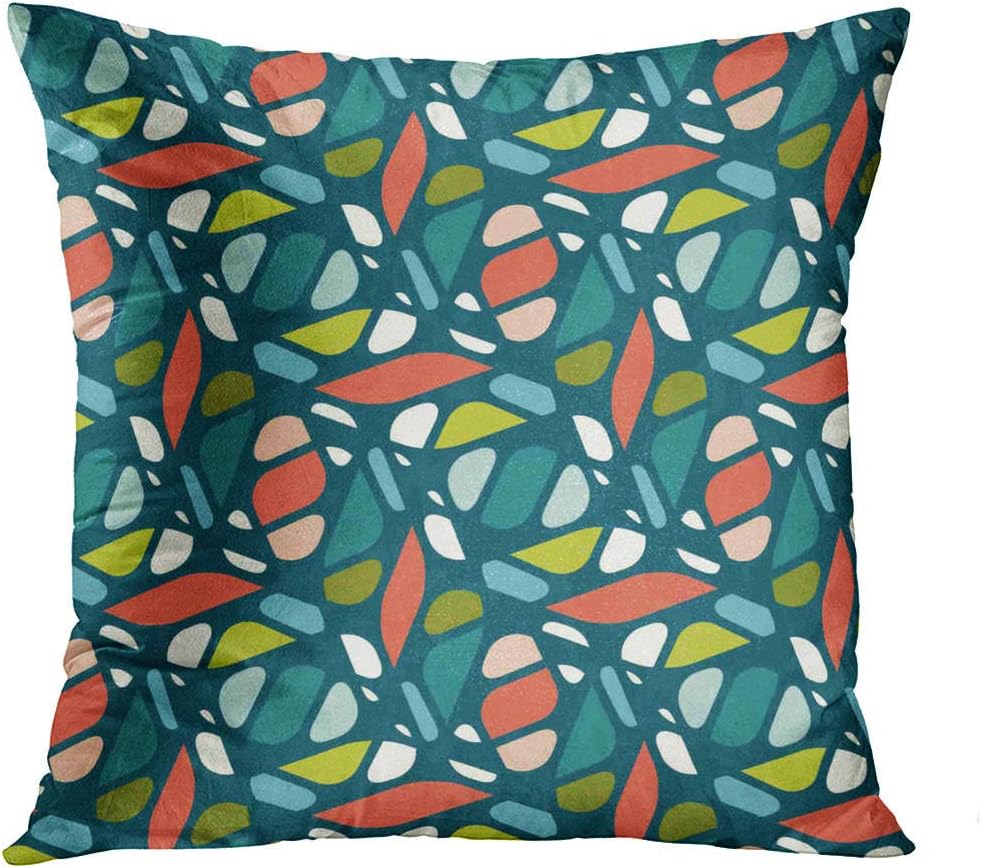 Qryipd Throw Pillow Cover Square 16 X 16 Inch Abstract in Mid Century Modern Colors