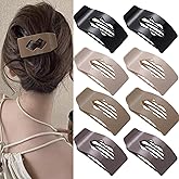 8 Pack Neutral Flat Hair Clips for Women – Large Glossy No-Slip Rectangle Claw Clips Thick & Thin Hair in Black, Blonde and Brown, Strong Hold Square Hair Accessories for Work or Daily Wear