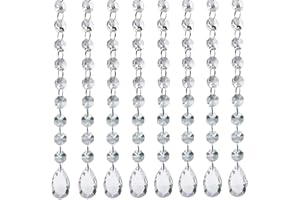 BIRD FIY 10pcs Crystal Beads for Chandelier Clear Glass Beads Lamp Chain for Wedding Party DIY Christmas Crystal Garland Decoration