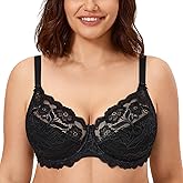 CALVENA Women's Lace Bra Full Coverage Non Padded Underwired Unlined Plus Size Bra for Everyday Comfort